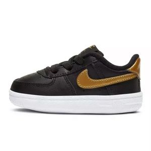 Nike Force 1 Crib "Black/Metallic Gold/White" Baby Bootie